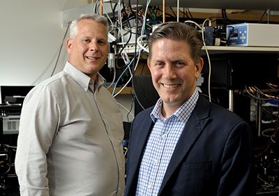 Co-directors for the GSK Center for Optical Molecular Imaging are Zane Arp, left, U.S. lead for imaging technologies at GSK, and Stephen Boppart, a professor of electrical and computer engineering and of bioengineering, and co-chair of the Integrated Imaging theme.