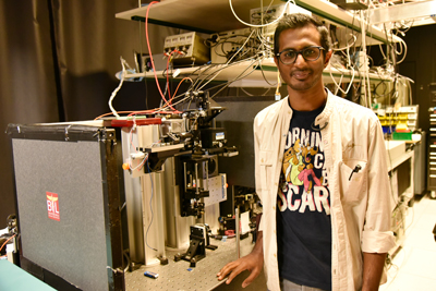 Rishee Iyer shown in one of the laser labs.