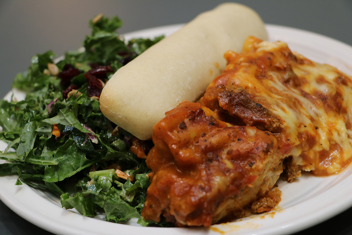 Meat with Kale Salad and Bosco Stick