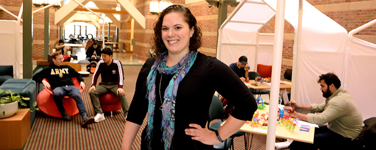 The center of the Beckman Institute became a laboratory for a research project in design led by Amanda Henderson, a graduate student in industrial design and Beckman graduate designer-in-residence.