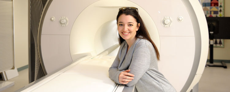 Hillary Schwarb will use the new Tesla MRI scanner to study the correlation between hippocampal volume and memory.
