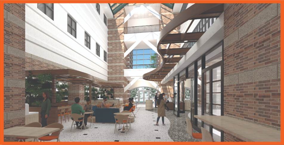 Rendering of the new Beckman cafe's design.