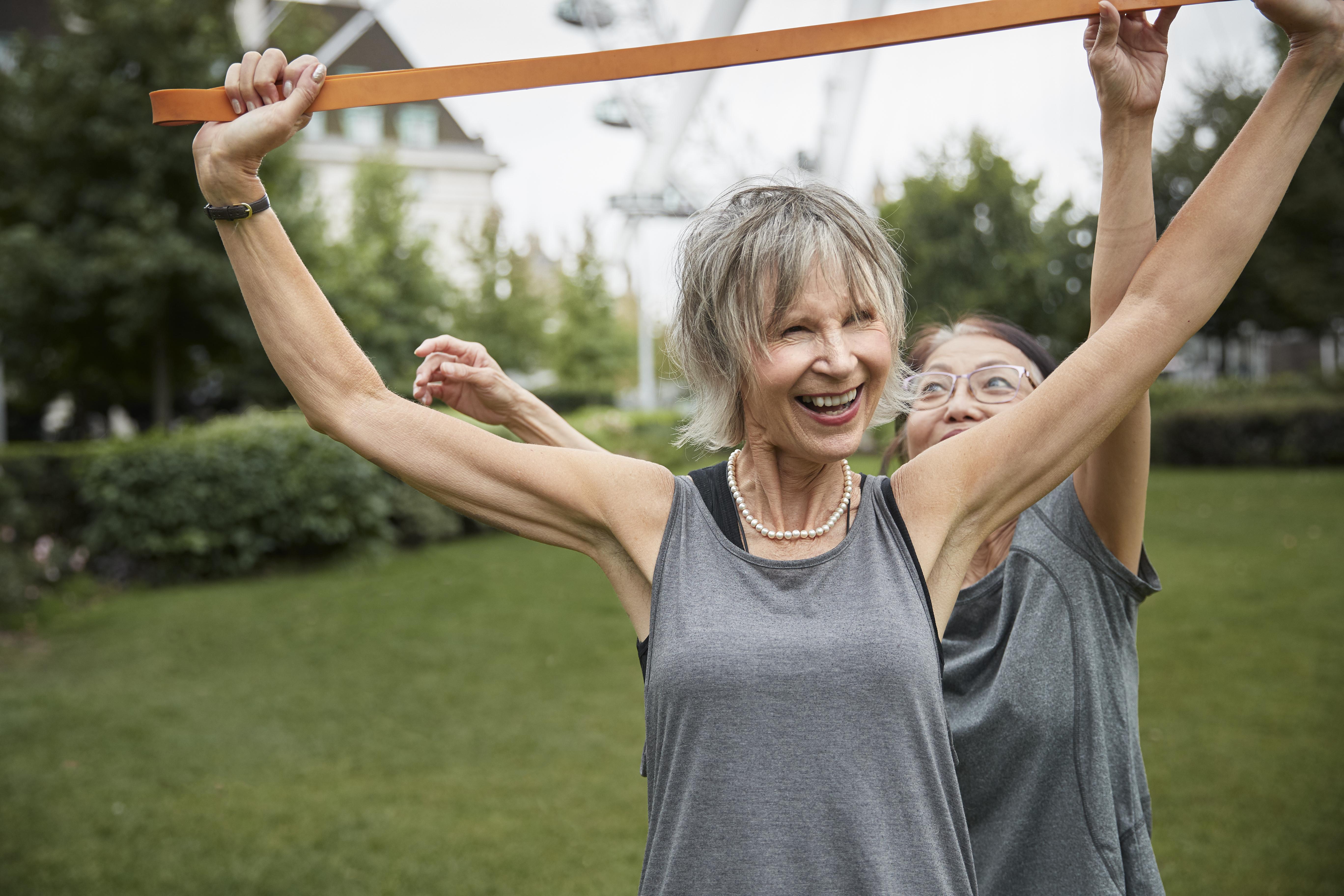 Women working out together