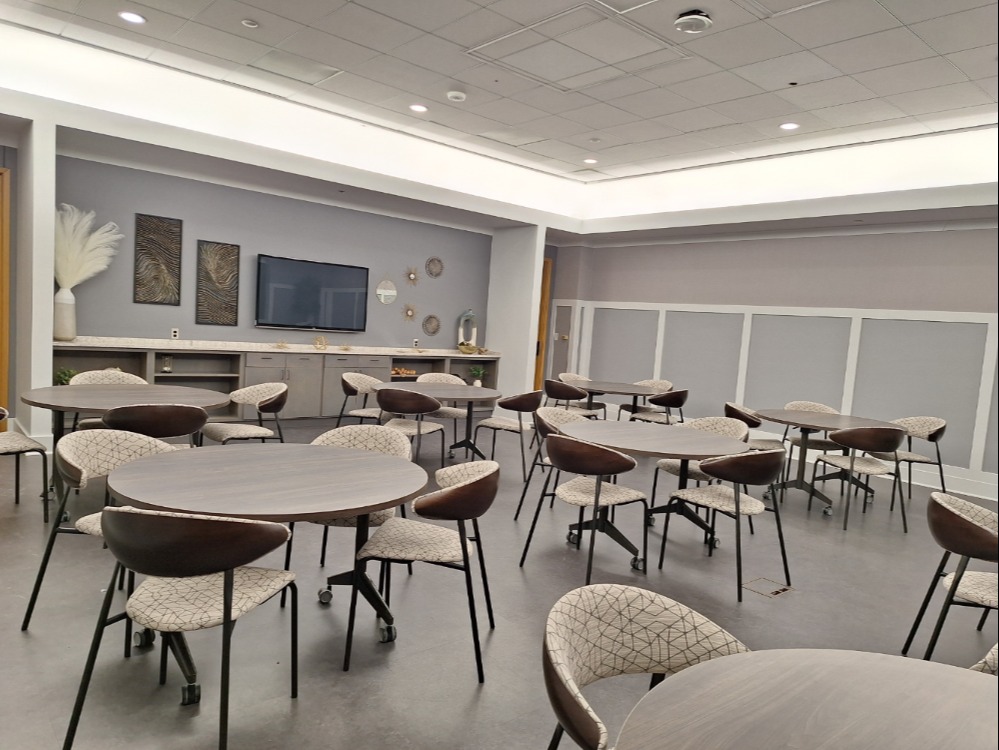 Tables in the executive dining room at Beckman