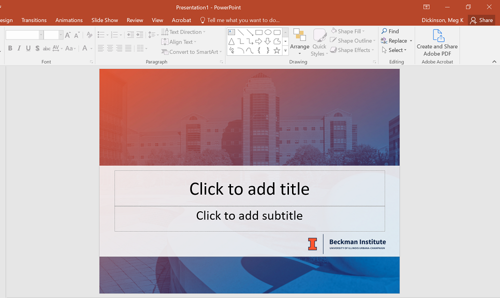 Image of powerpoint template on a computer screen