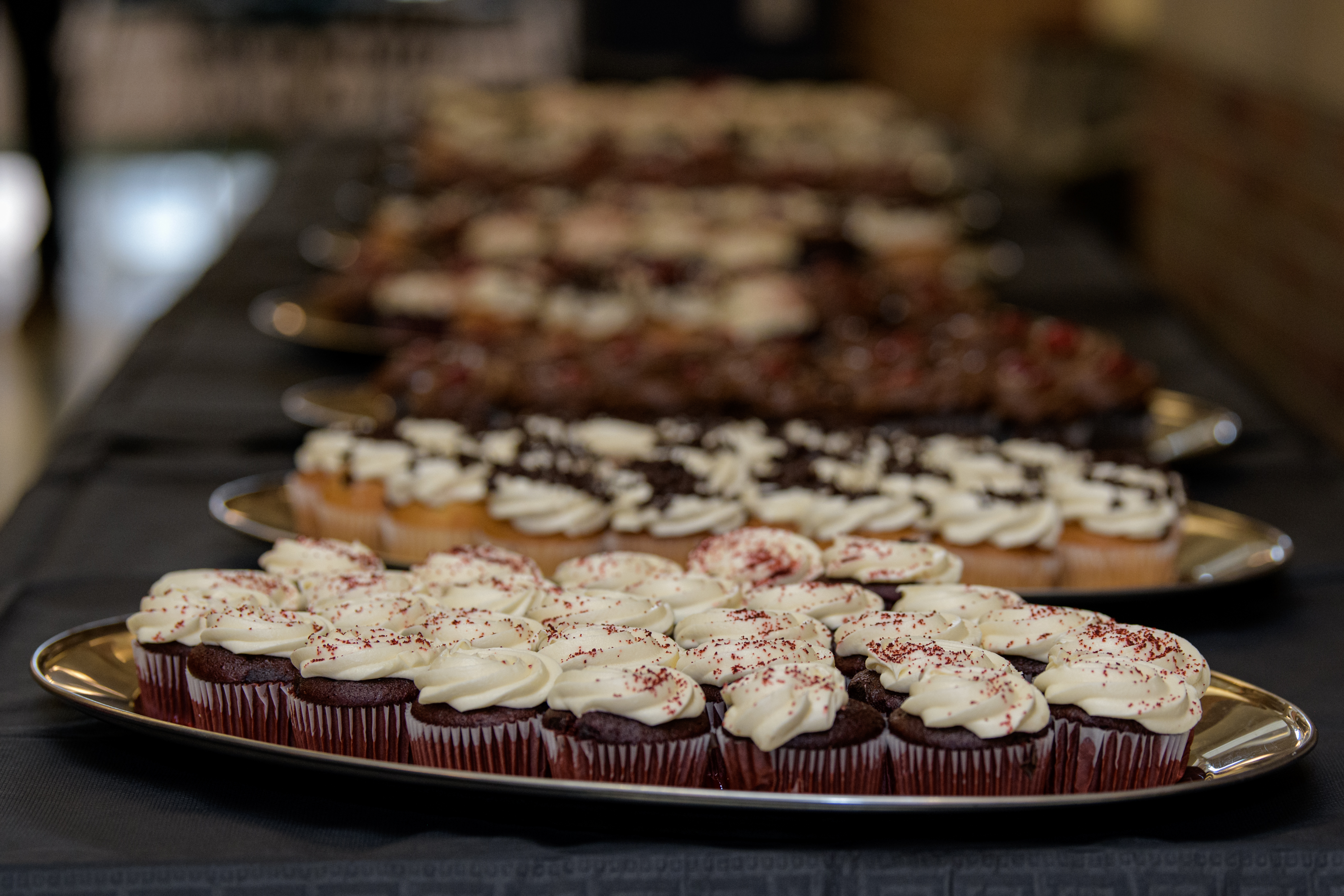 Cupcakes placed nicely on a silver tray at the Vision and Spirit Award ceremony