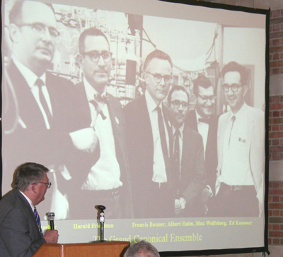 Charles Singer at the Paul Lauterbur Memorial Symposium delivers the keynote address