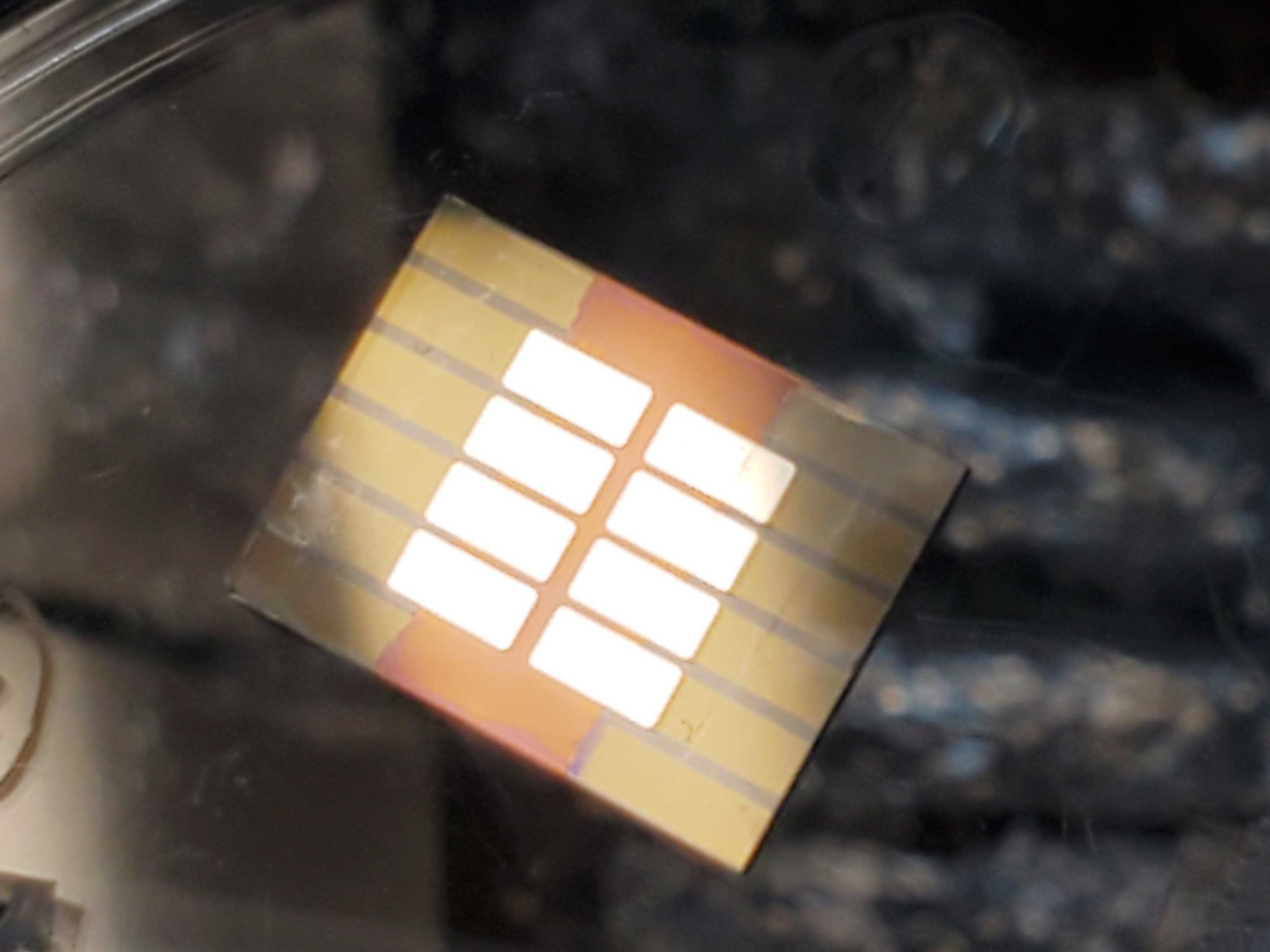 A rectangular flexible solar cell.