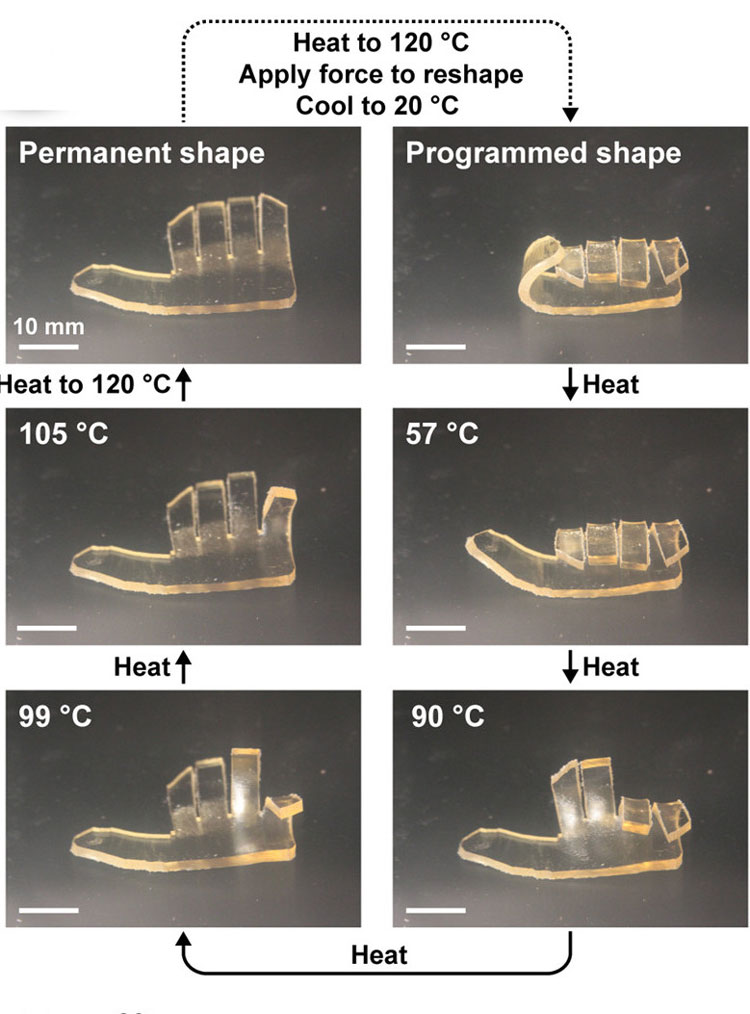 Shape memory hand based on the temperature