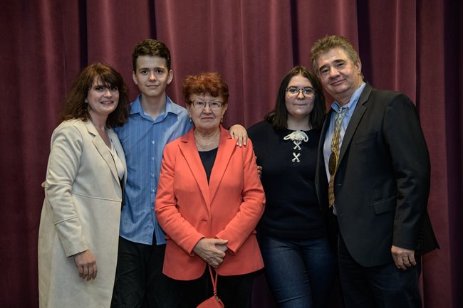 The late Gabi Popescu and his family at Prof. Popescu's investiture as the William L. Everitt Distinguished Professor in Electrical and Computer Engineering.