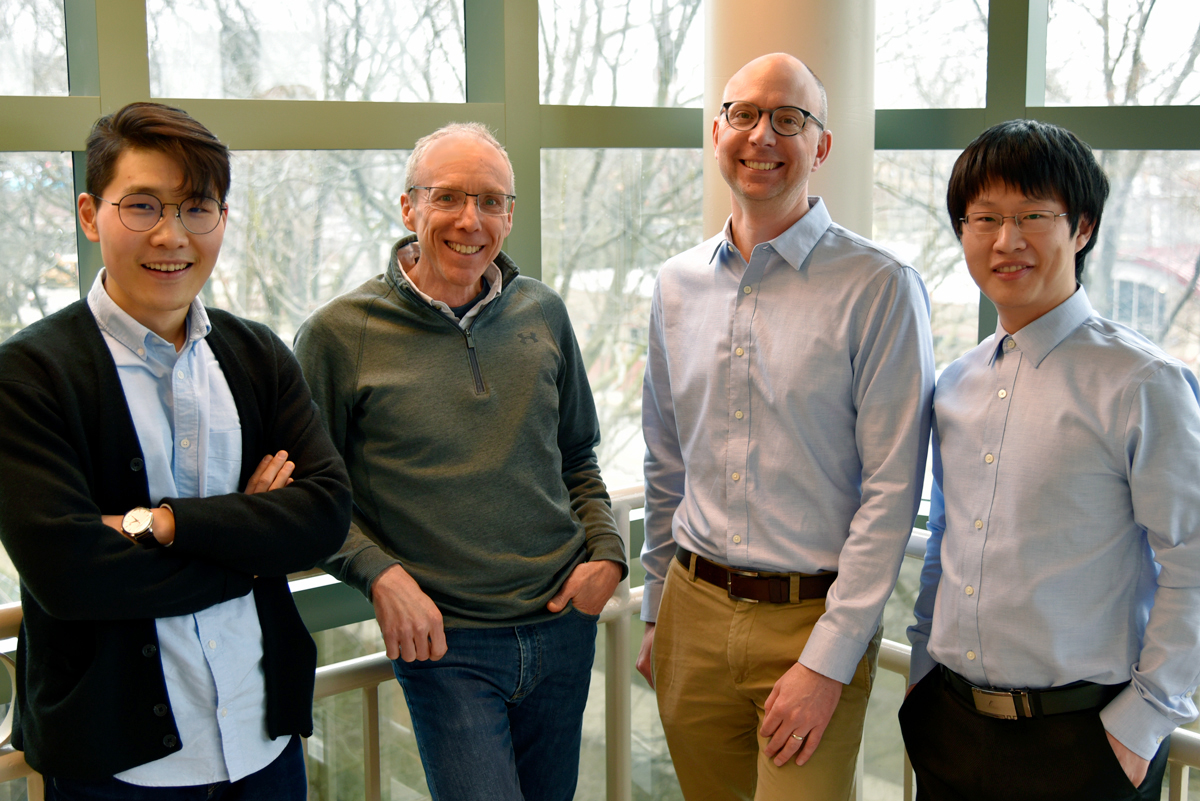 From left to right: Hao Yu, Jeff Moore, Charles Schroeder, and Songsong Li at Beckman