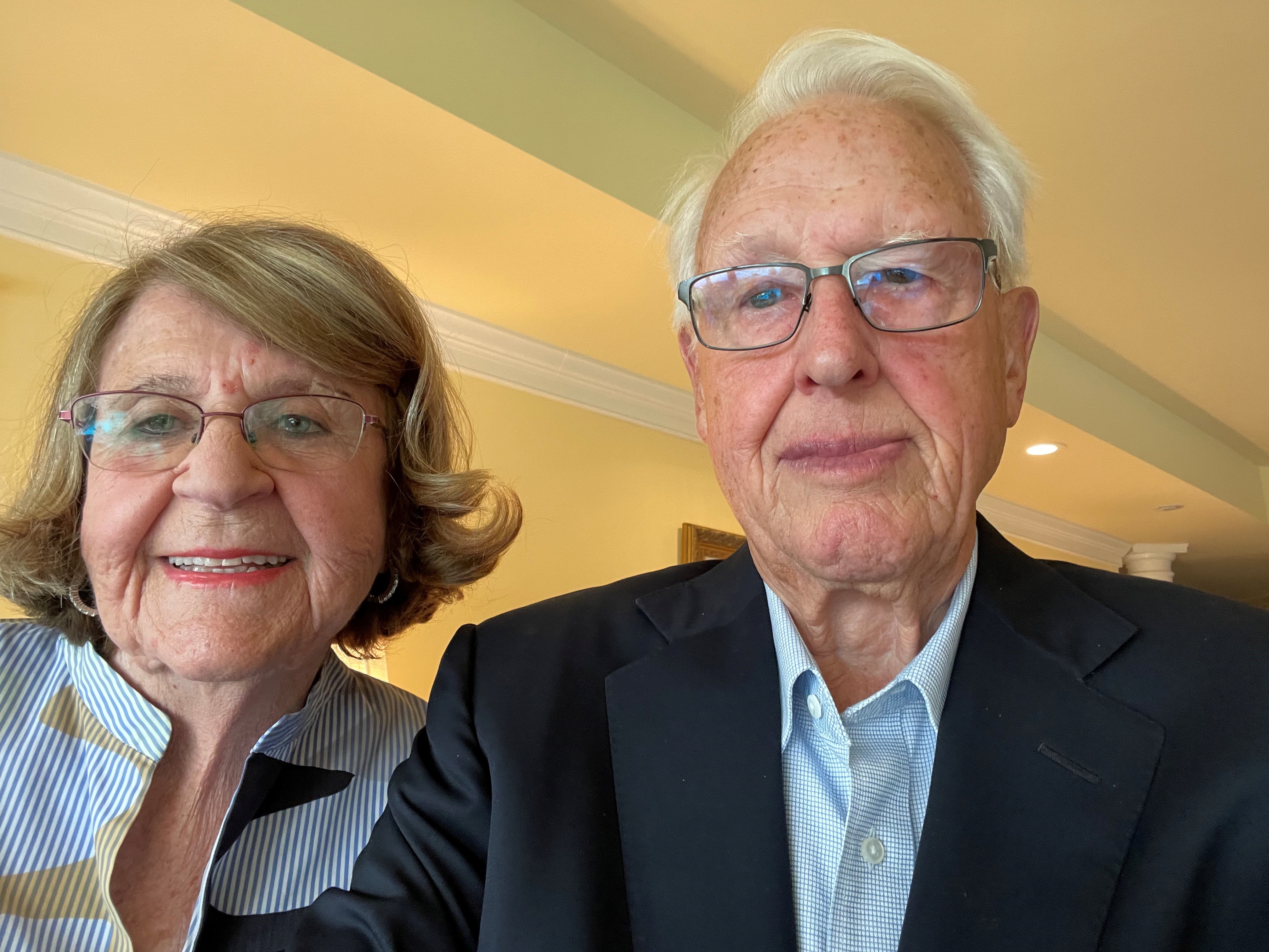 A selfie-style photo of Judy and Stan Ikenberry.