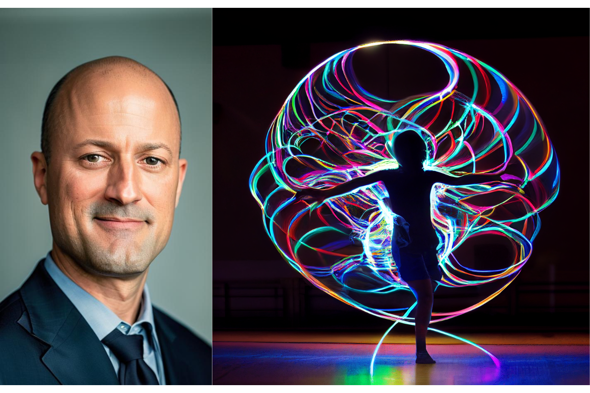 Sean Mullen and his winning research image: Spectrum of thought: Poi spinner's cognitive dance